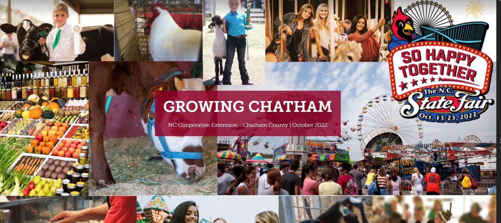 Growing Chatham with images from the N.C. State Fair in the background.