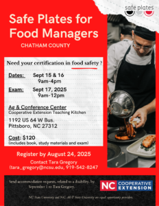 Red and white flyer with dates, times, location