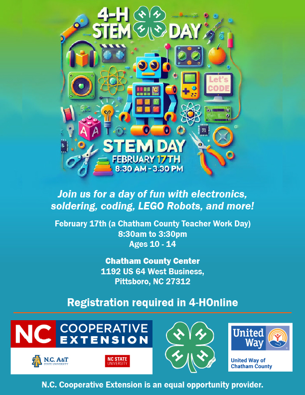 4-H STEM DAY February 17th, Registration in 4-HOnline Required